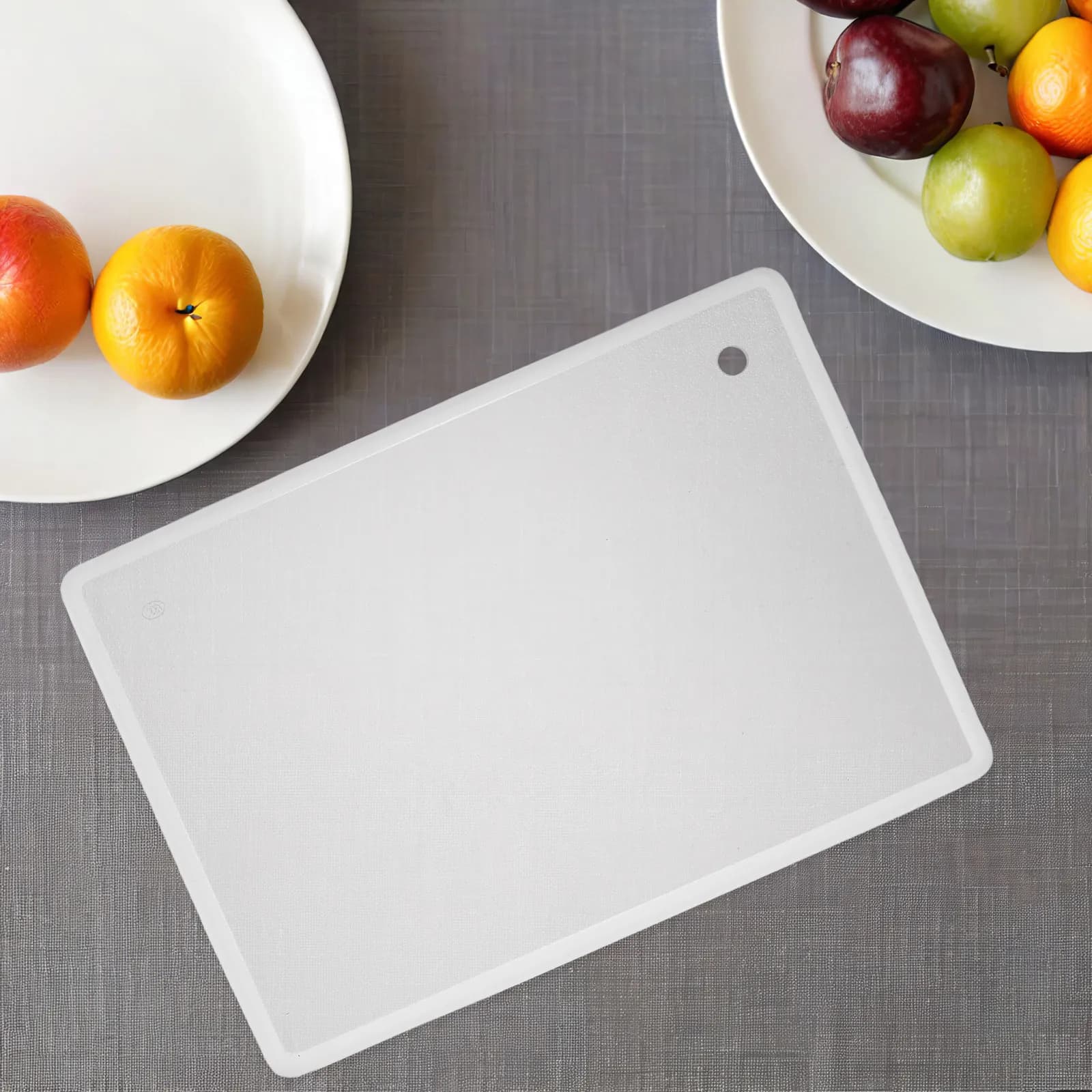Tempered Glass Size 40x30cm, Satinated Transparent Surface, Anti-slip Silicone Edges for Cooking, Vegetable Service, Meat, Fruit