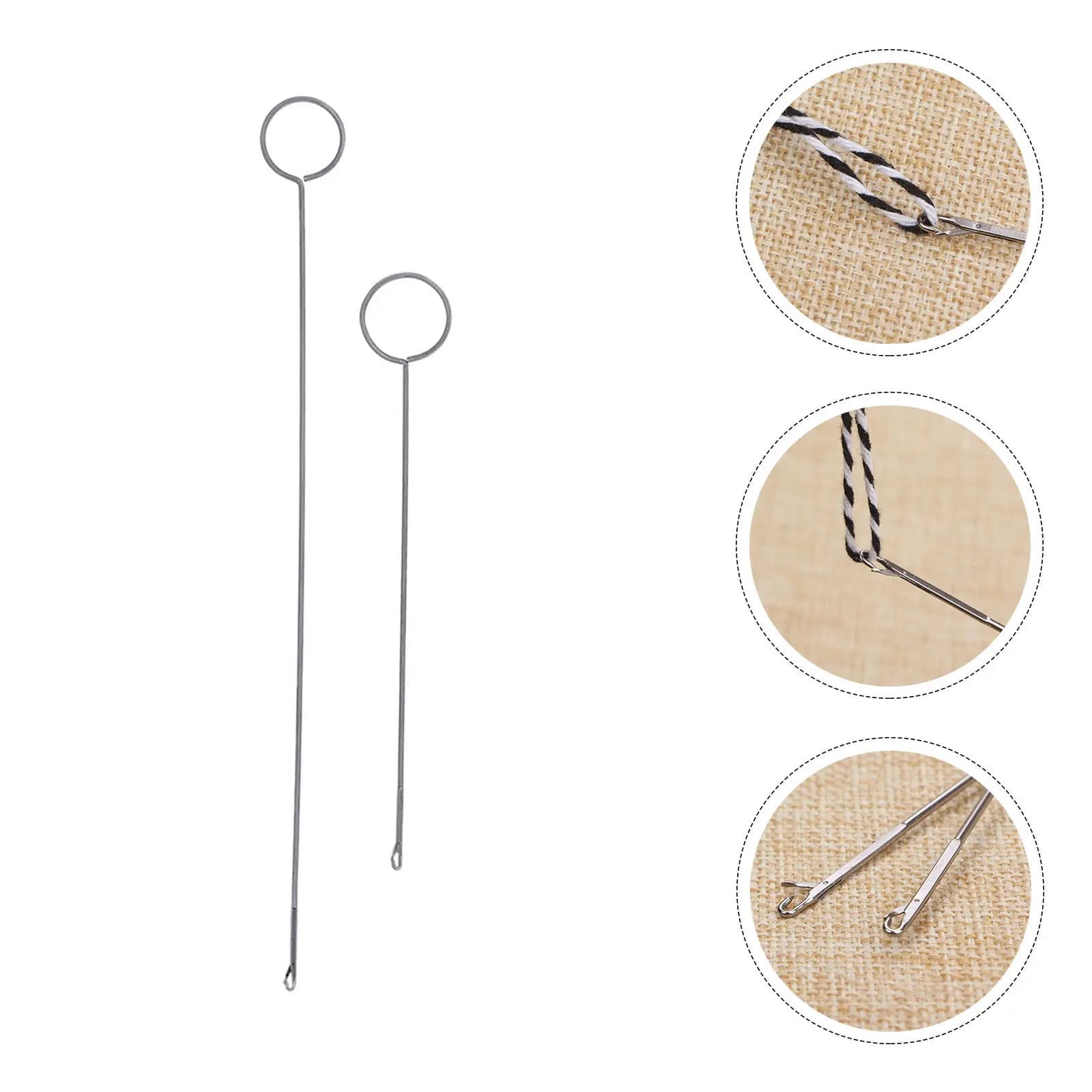 2Pcs Sewing Loop Turner with Hook and Latch End Turns Button Loops String Belts Bias Tubing Turner Hook Crochet
