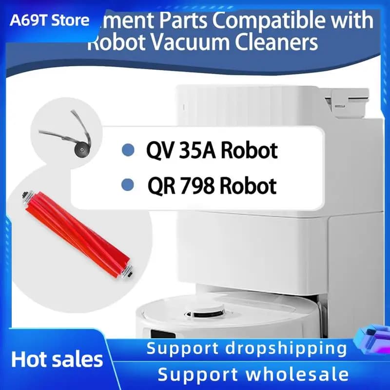 A69T Kit di accessori per Roborock QV 35A / QR 798 Parti per aspirapolvere Spazzola laterale principale Filtro HEPA Mop Sacchetto per la polvere in tessuto