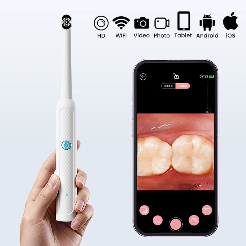Endoscope Oral Portable WIFI with HD1080P Dentale Video Camera, 8 LEDs, Wireless Hole Inspection Case Compatible with iPhone and Android Phones