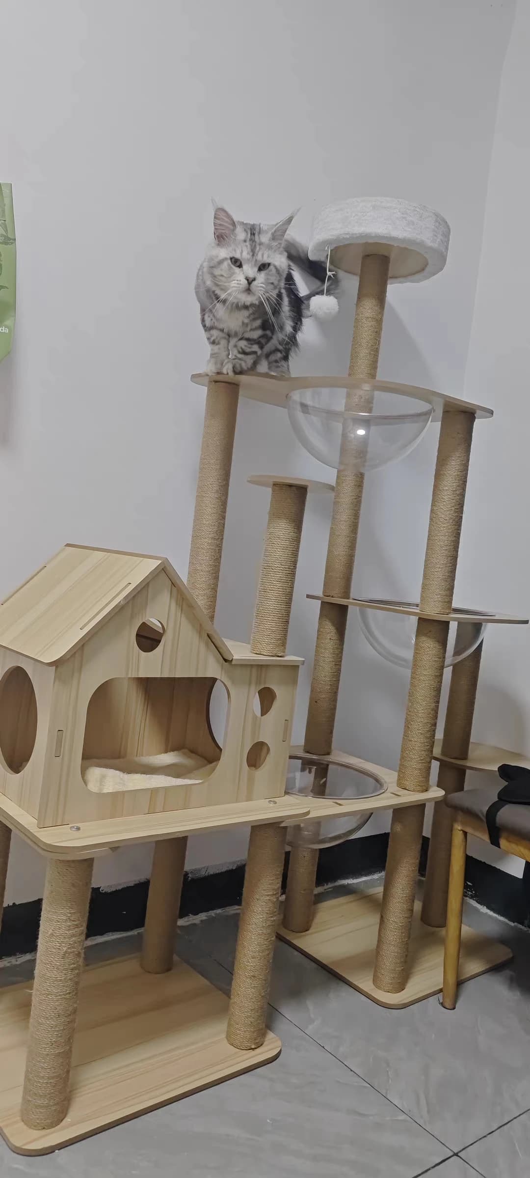 Advanced large-scale integrated cat climbing tree frame, enclosed cat nest for spacecraft, heavy-duty pole grab tower