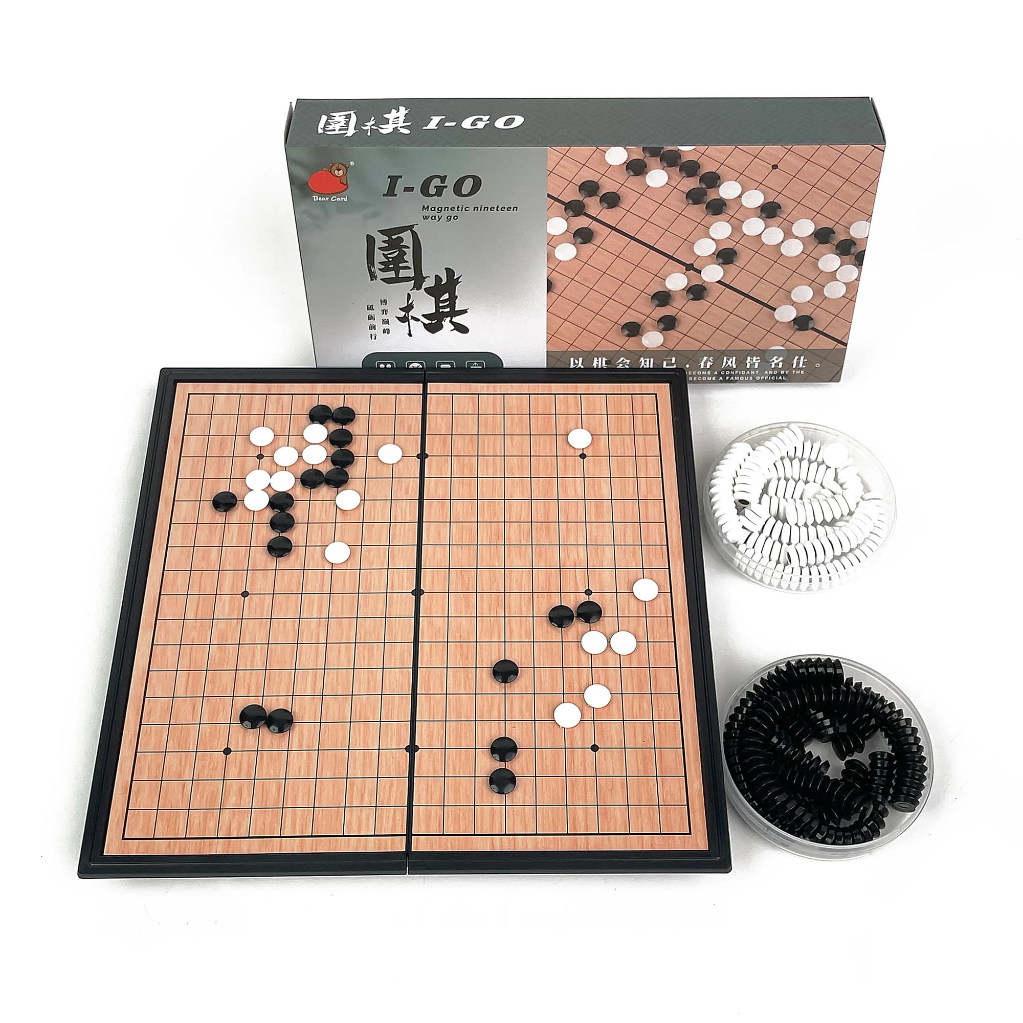 Gioco da Tavolo Go a 19 Linee, Set Strategico Tradizionale, Portatile da Viaggio, Classico Baduk Weiqi