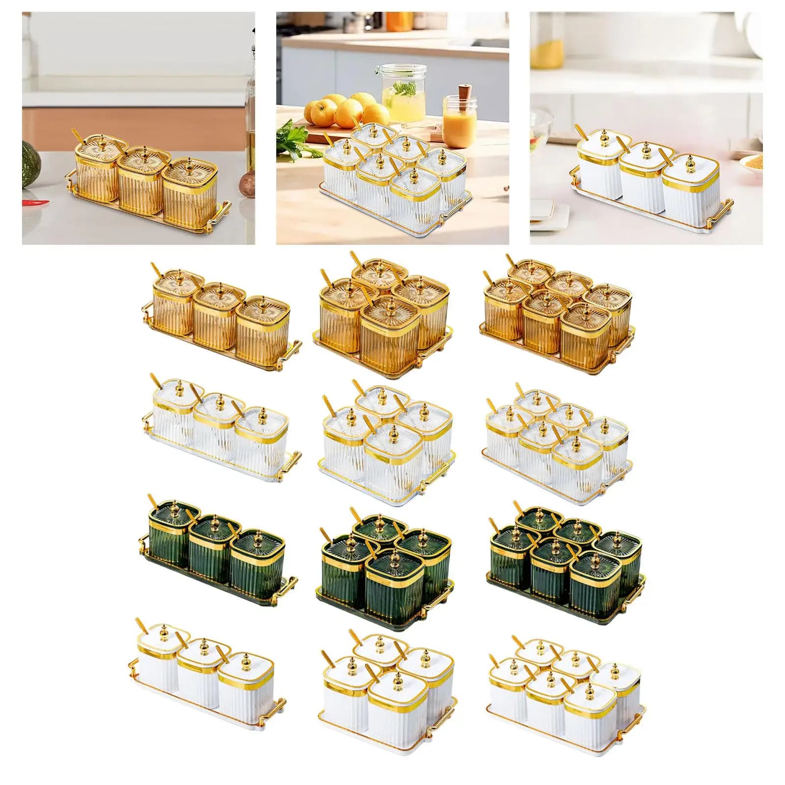 Divided Serving Platter Snacks Dish Kitchen Condiment Box Food Storage Box Multipurpose with Lid and Spoon for Dining Room
