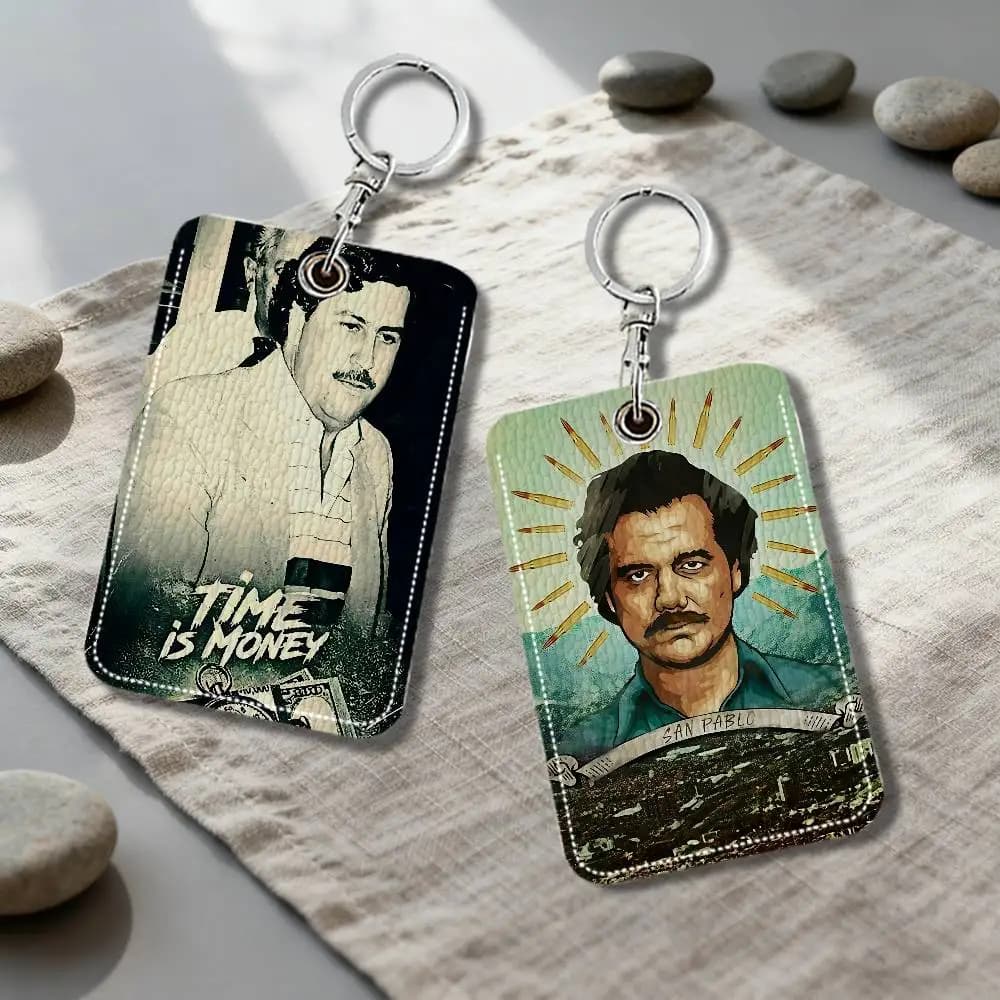 N-Narcos P-PABLO E-ESCOBAR Card Holder Keychain Key Ring Door Lock Access Protective Case For Security Gift