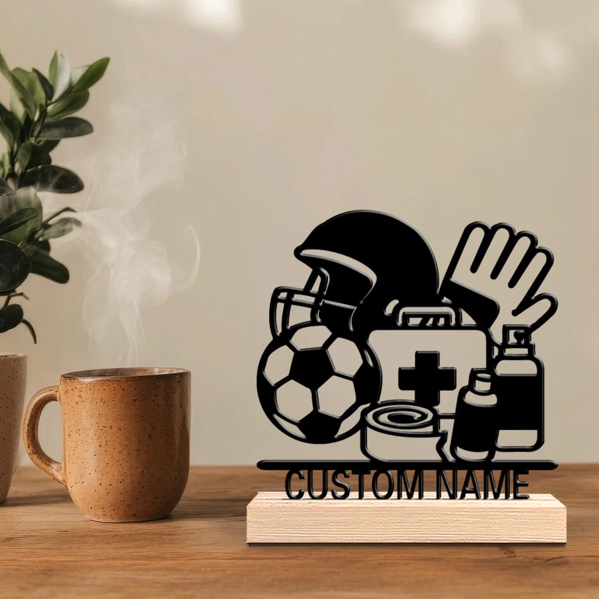 1pc Stylish Personalized Custom Sports team doctor Metal Statues Desktop sculpture with wooden base suitable for pet grooming