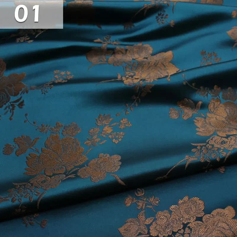 100x75cm Chinese Style Brocade Satin Jacquard Fabric for Sewing Dress Cheongsam Mongolian Robe Kimono Garment Rayon Fabric