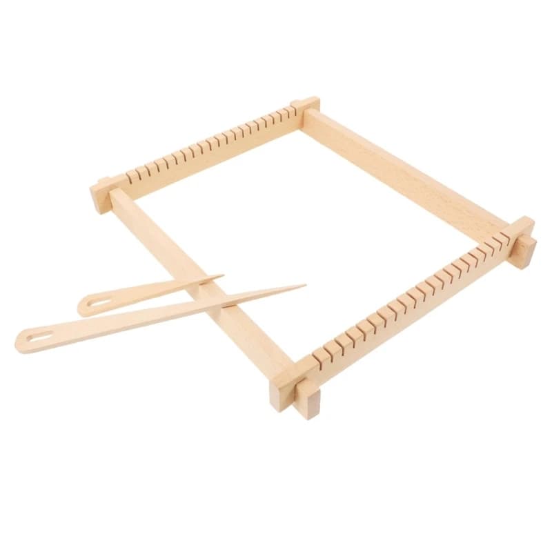 KX4B Knitting Craft Set Includes Wooden Weaving Frame Cotton Yarn Wooden Needle