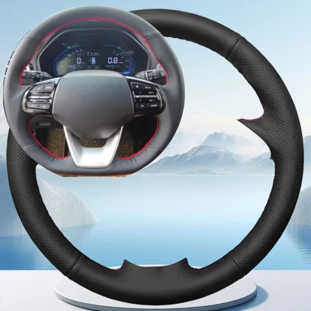 For Hyundai Santa Fe 2019 Custom Black Wear Resistant Breathable Leather Cover Interior Accessories for DIY Car