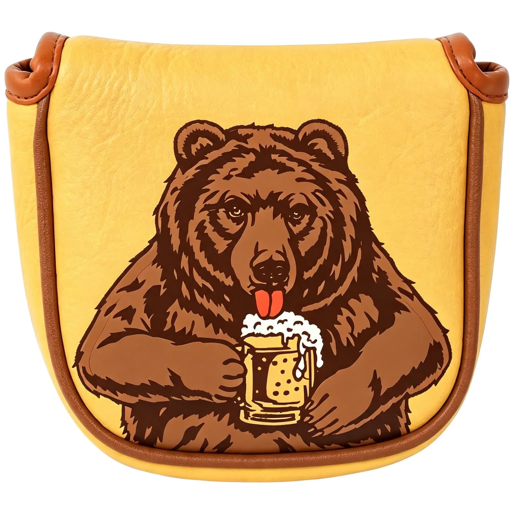 Skull Embroidered Golf Mallet Putter Headcover with Beer Bear Design for Most Brand,Golf Accessories for Men Golfers Christmas