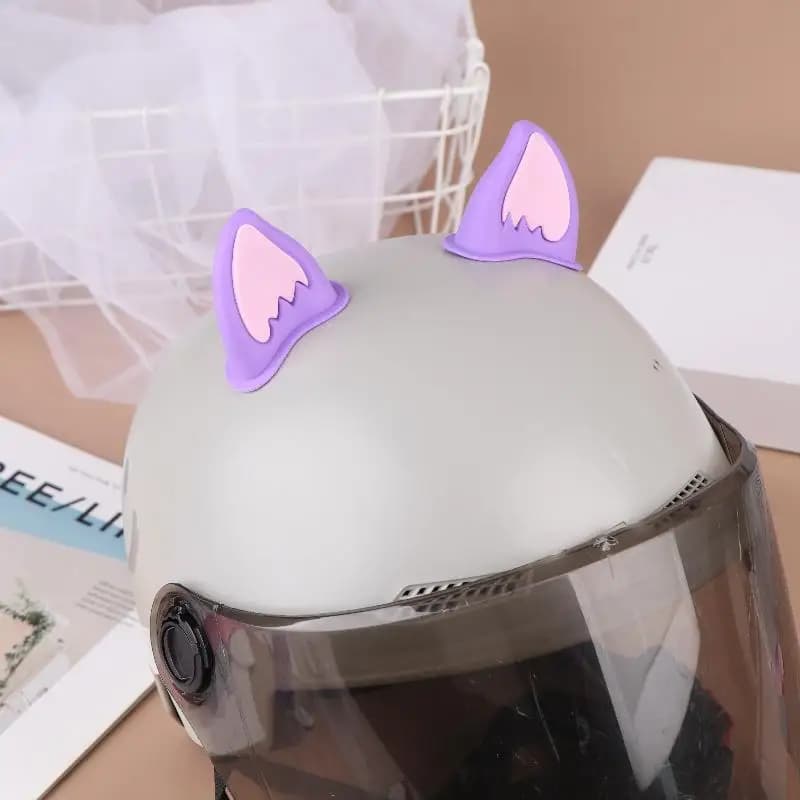 2 Pezzi Decorazioni per Casco a Forma di Orecchie di Gatto - Accessori Adesivi per Caschi da Moto, Scooter, Bicicletta e Skateboard