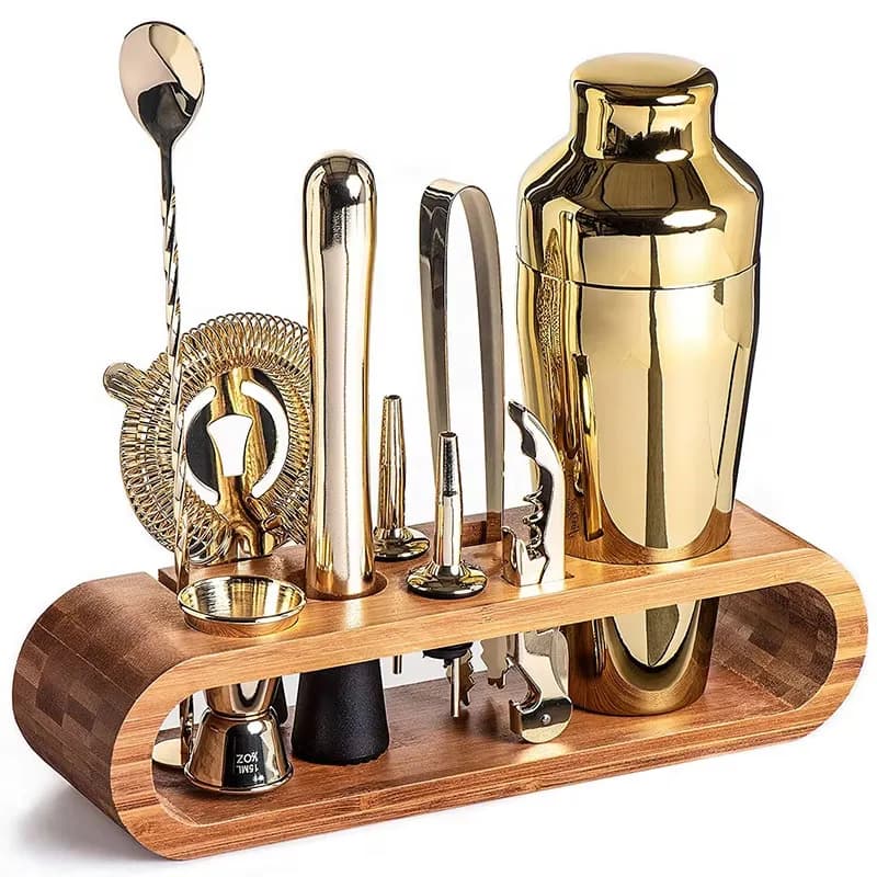 Cocktail Shaker Set Bartender KitMixology Bartender Kit 10-Piece Bar Tool Set With Stand Drink Mixer Set For Home Bar Cocktails