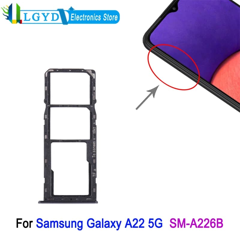 Dual SIM Card vassoio per Samsung Galaxy A22 5G SM-A226B telefono SIM1 + SIM2 + Micro SD Card vassoio parte di ricambio