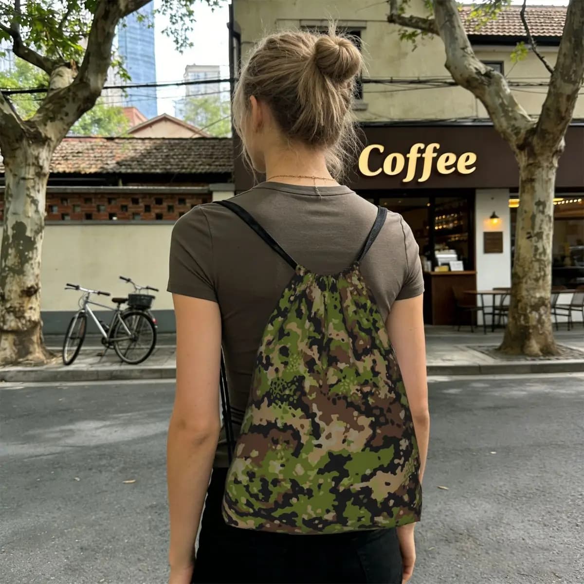 Camo Camouflage Army British DPM Backpacks Fashion Drawstring Bags Shoes Bag Book Bags for Man Woman School