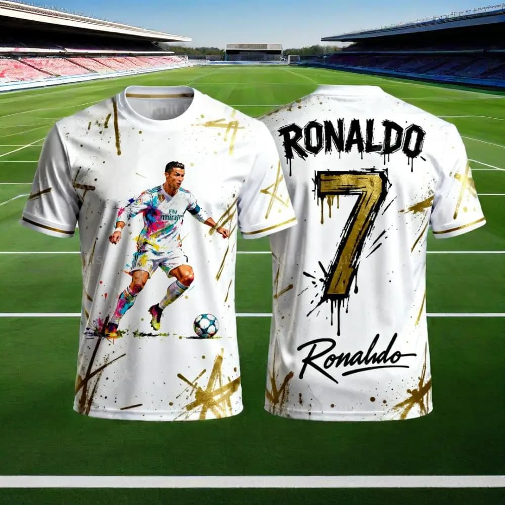 Ronaldo n. 7 football shirt 2025 new sports mesh Autumn Sport Dry Quickly T-shirt men's clothing Tee Y2k Woman