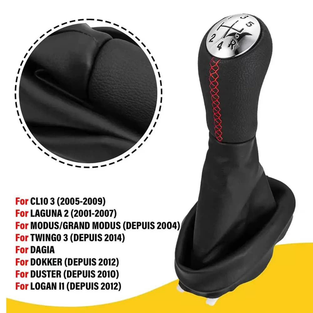 5 Speed Manual Gear Shift Knob Stick Gaiter Boot Fit For Renault Clio 2 Clio 3 Magane 2 Twingo 3 Logan 2 Kangoo Dacia Duster