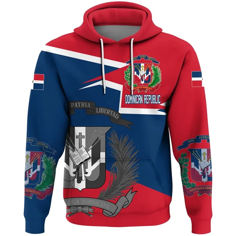 Hoodie for Outdoor Sports Dominican Republic for Men Fitness Hoodie with 3D Printing Long Sleeved Pullover Top