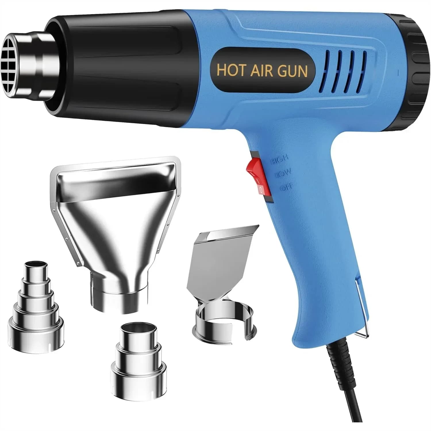 Heat Gun 900W Hot Air Gun With 2 Temp Settings 572 1112°F Overload Protection 4 Nozzles 5FT Cord For Crafts Resin Vinyl Wrap Soldering Phone Repair