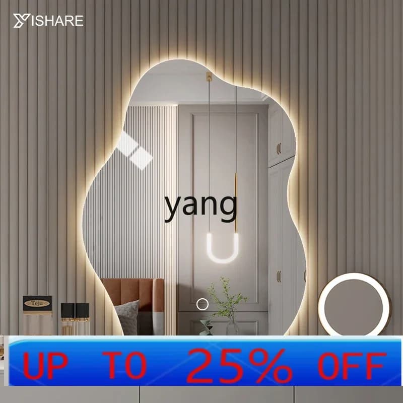 Specchio per il trucco luminoso irregolare da appendere alla parete del bagno a forma speciale LTT