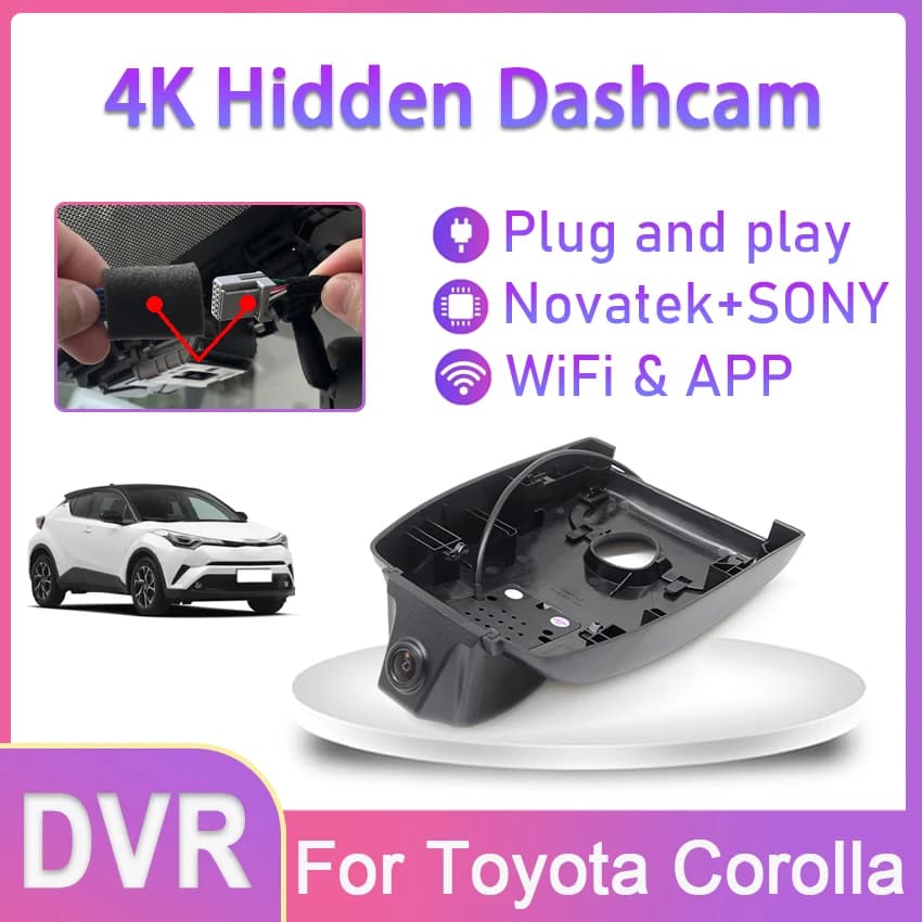 4K 2160P Plug and Play Auto dvr Dash Cam Camera For Toyota Corolla E210 12th Gen (Hatch & Sedan) Altis 2018 2020 2021 2022