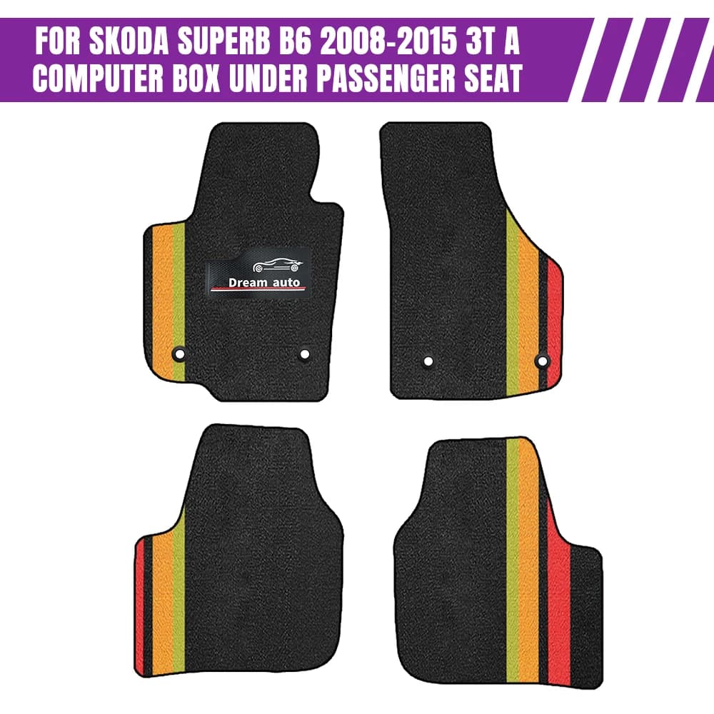 Tappetini per auto con pulsanti per Skoda Superb B6 2008–2015 3T Una scatola per computer sotto il sedile del passeggero Tappetini specifici per auto Tappetini