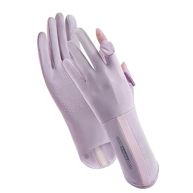 Guanti Estivi da Donna in Seta Ghiaccio con Protezione Solare, Touch Screen, Antiscivolo, Protezione UV, Guanti Lunghi per Guida, Ciclismo e Moto