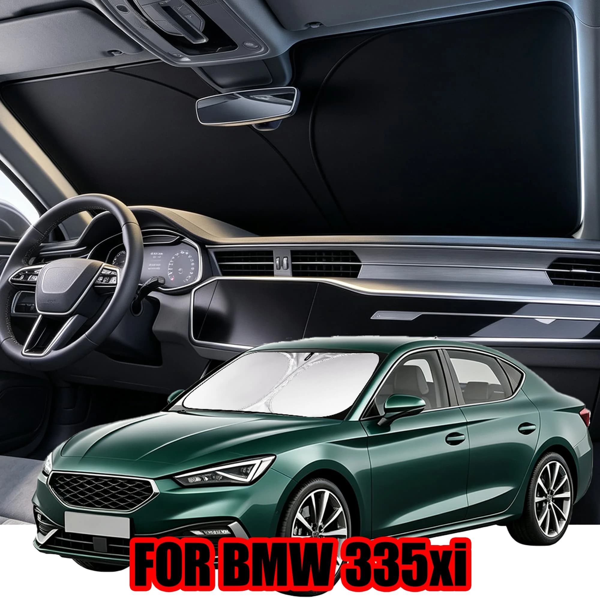 FOR BMW 335xi Windshield Sunshade With Titanium Silver Coating, UV Protection & Heat Block