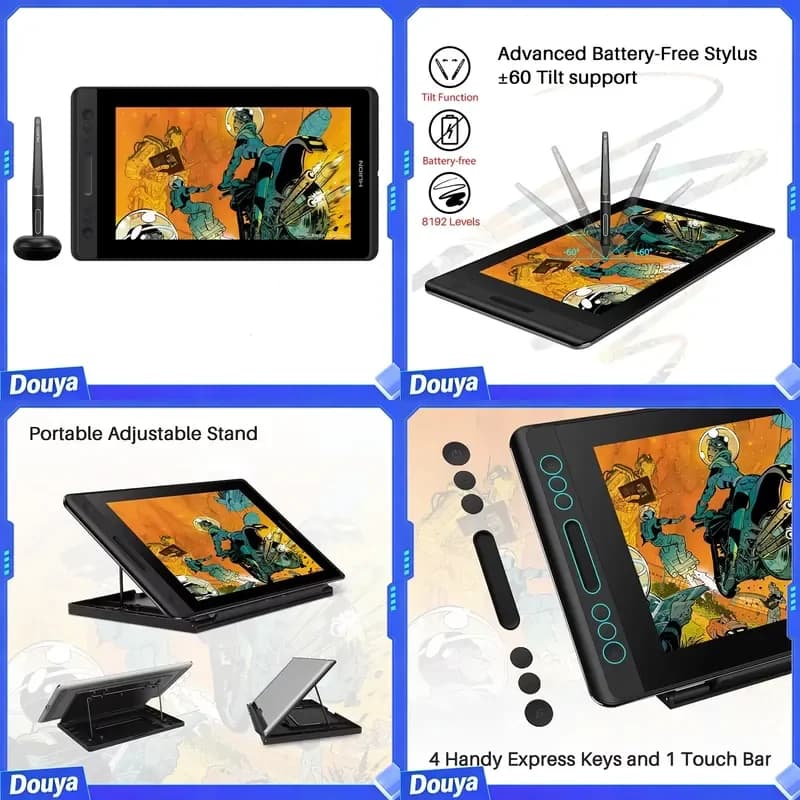 Battery-Free 8192Levels 120% Srgb Kamvas Pro12 Professional Digital Drawing Pen Display Tablet Touch Graphic