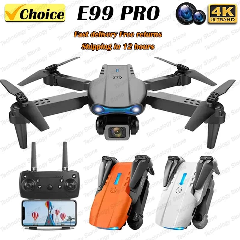 E99 K3 Pro Mini Drone Pieghevole con Doppia Fotocamera 4K HD, WIFI, Fotografia Aerea, Quadricottero RC con Mantenimento dell'Altitudine, Aeromobile Portatile per Bambini