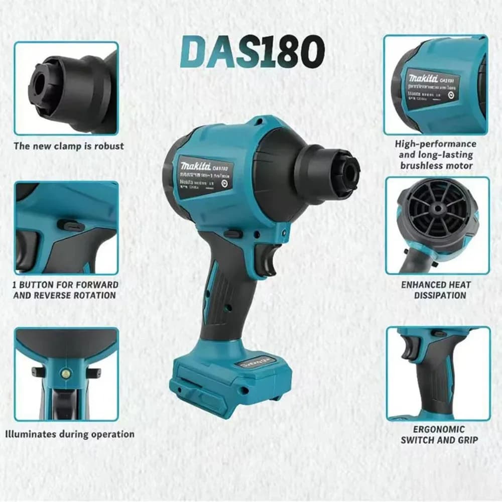 2026 Makita DAS180 Soffiatore ad Aria a Batteria 18V ad Alta Potenza per la Pulizia di Polvere in Spazi Ristretti - Utensile Elettrico Compatto