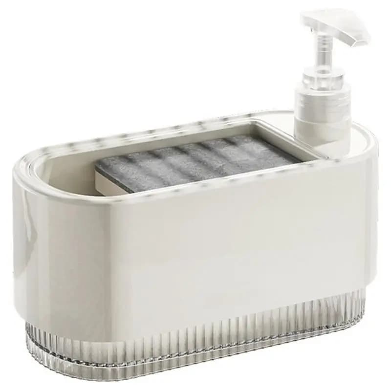 Set Dispenser di Sapone per Mani e Piatti A93Z con Porta Spugna, Organizzatore 2-in-1 da Bancone per Lavello da Cucina