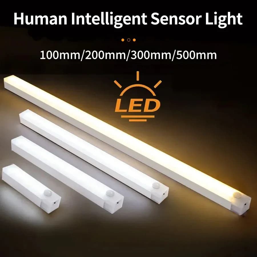 Luce notturna a LED wireless con sensore di movimento Lampada ricaricabile USB sotto l'armadio Barra luminosa da cucina per corridoio camera da letto armadio