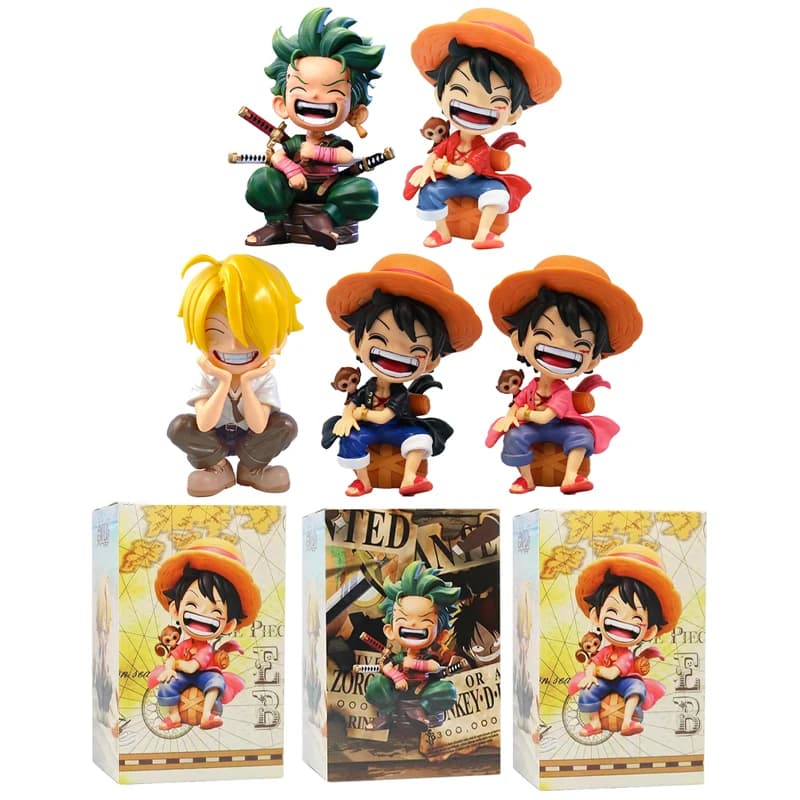 Anime serie periferica nuovo ONE PIECE Rufy Solon Sanji Q-versione postura seduta modello figurine giocattolo per bambini regali di compleanno