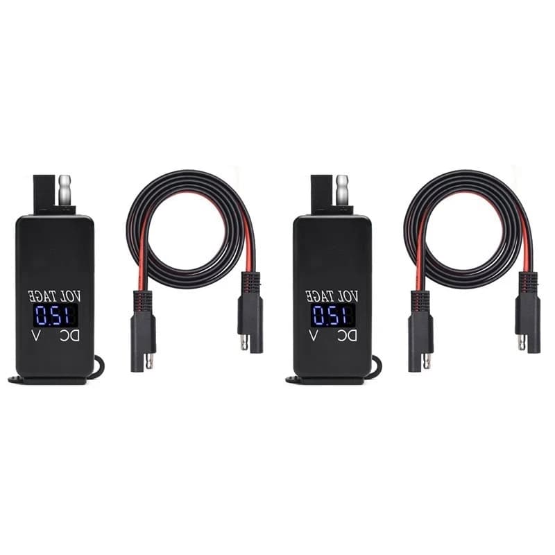 A60E-2X SAE To USB Adapter With Voltmeter Motorcycle Quick Disconnect Plug With Waterproof Dual USB Charger For Smart Phone