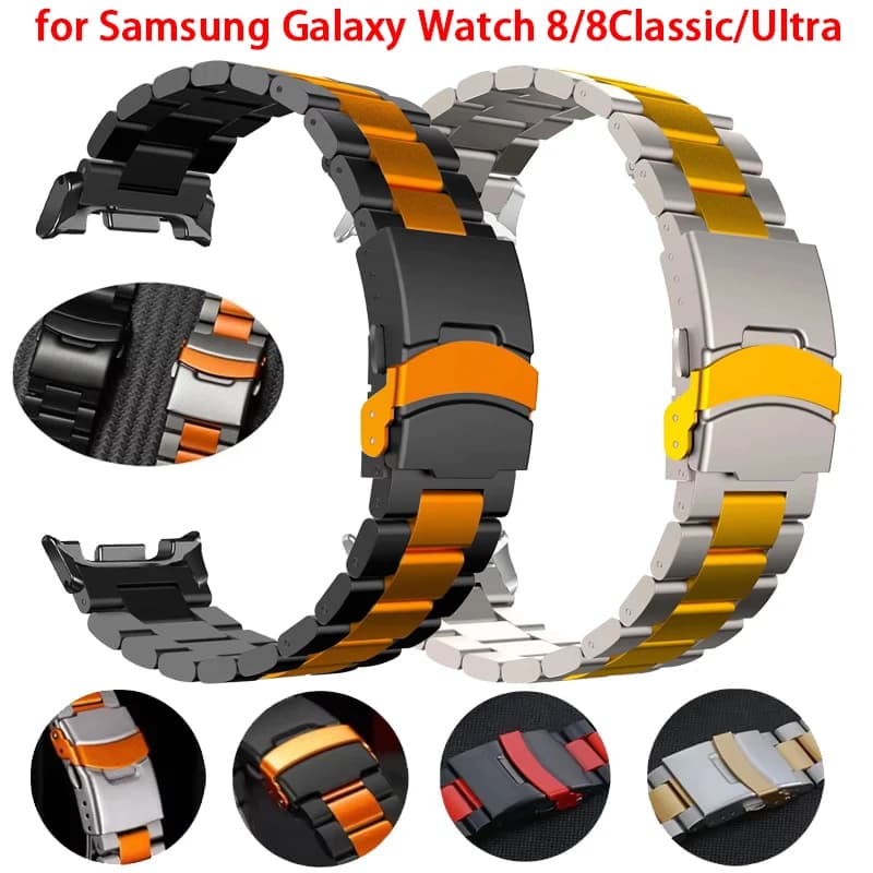 Luxury Stainless Steel Band For Samsung Galaxy Watch 8 40mm 44mm/8 Classic Business Metal Strap Bracelet For Galaxy Ultra Correa
