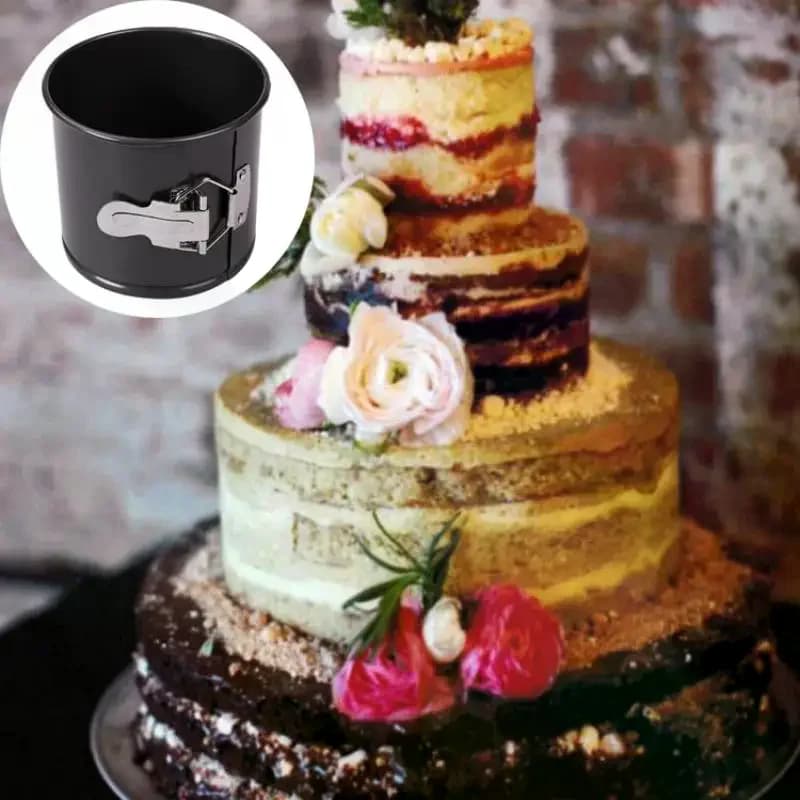 Stampo per Torte Rotondo in Acciaio al Carbonio con Fondo Removibile, Accessori da Cucina, Antiaderente