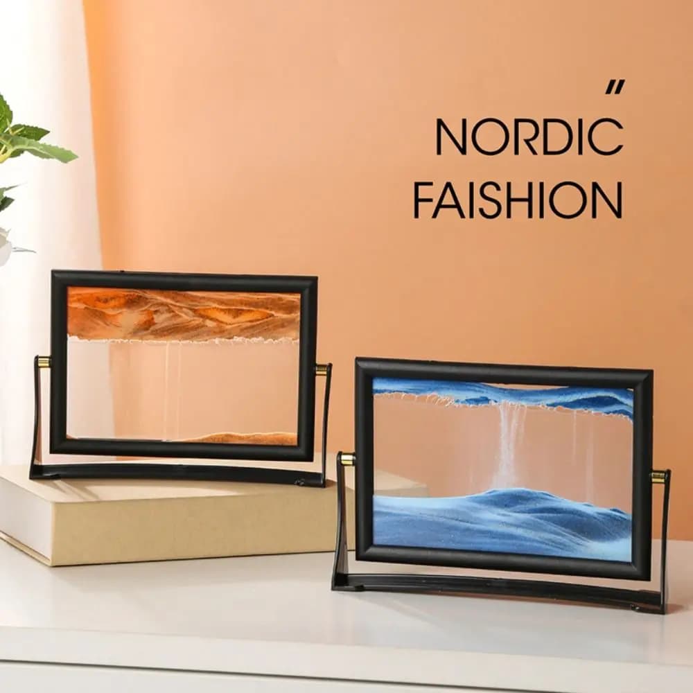 Immagine di arte della sabbia mobile girevole decorazioni per la casa sabbia fluente 3D Sandscape in movimento regalo di natale mantelle di sabbia