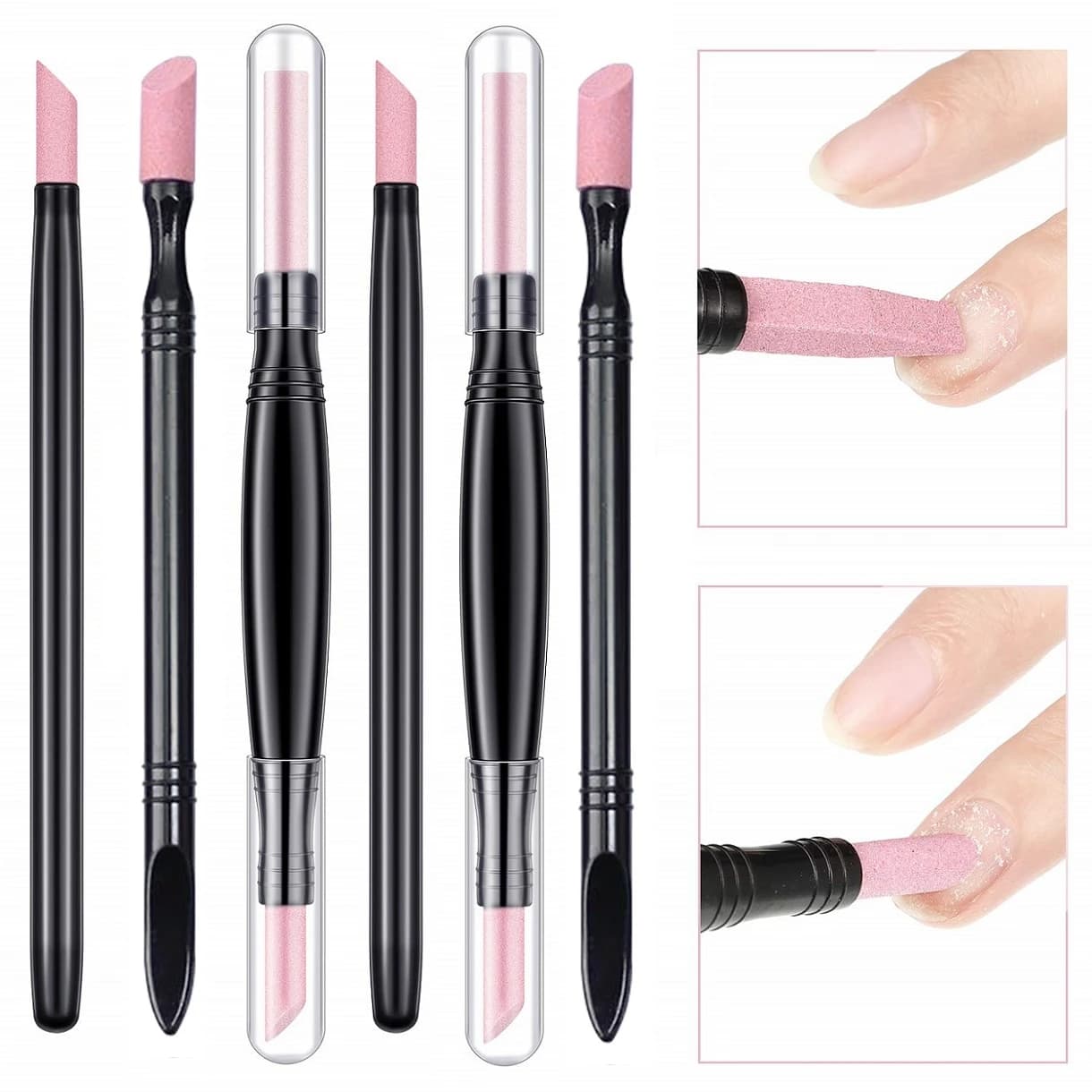 Pietra pomice Lima per unghie Spingitore per unghie Bastoncini per levigatura Penna per nail art Rimozione cuticola Spingendo la pelle morta Trimmer Buffer Strumenti per manicure
