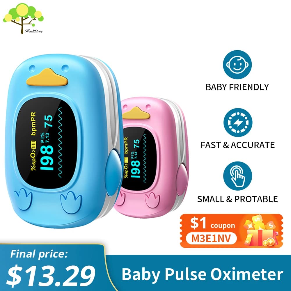 HealthTree Baby Finger Paediatric Pulse Oximeter Dedo SpO2 PR Children's Pulsioximeter Display OLED