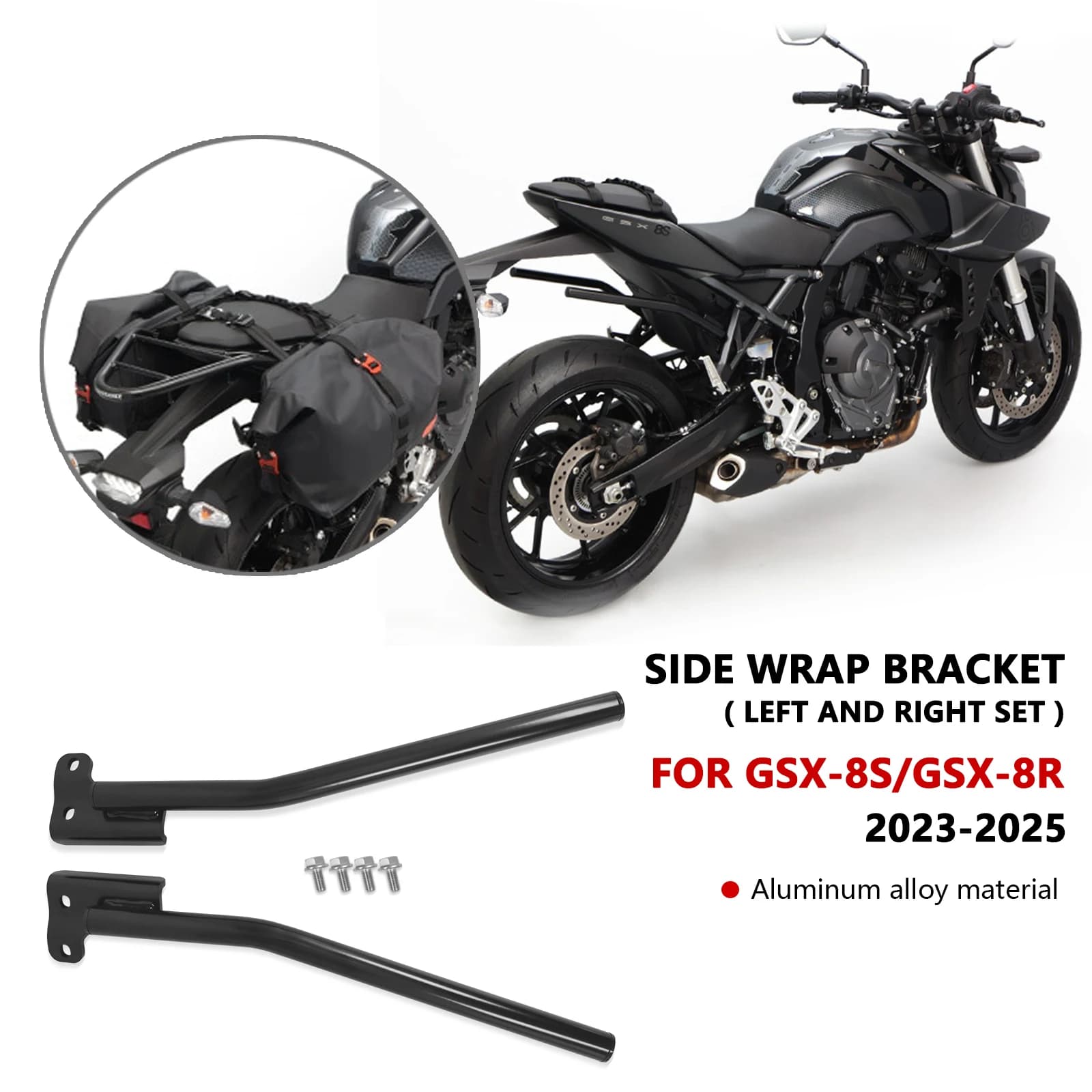 Borsa da sella per moto Staffa per binario Borsa da sella Portapacchi Custodia posteriore Borsa laterale per GSX-8R GSX8R GSX-8S GSX8S 2023-2025