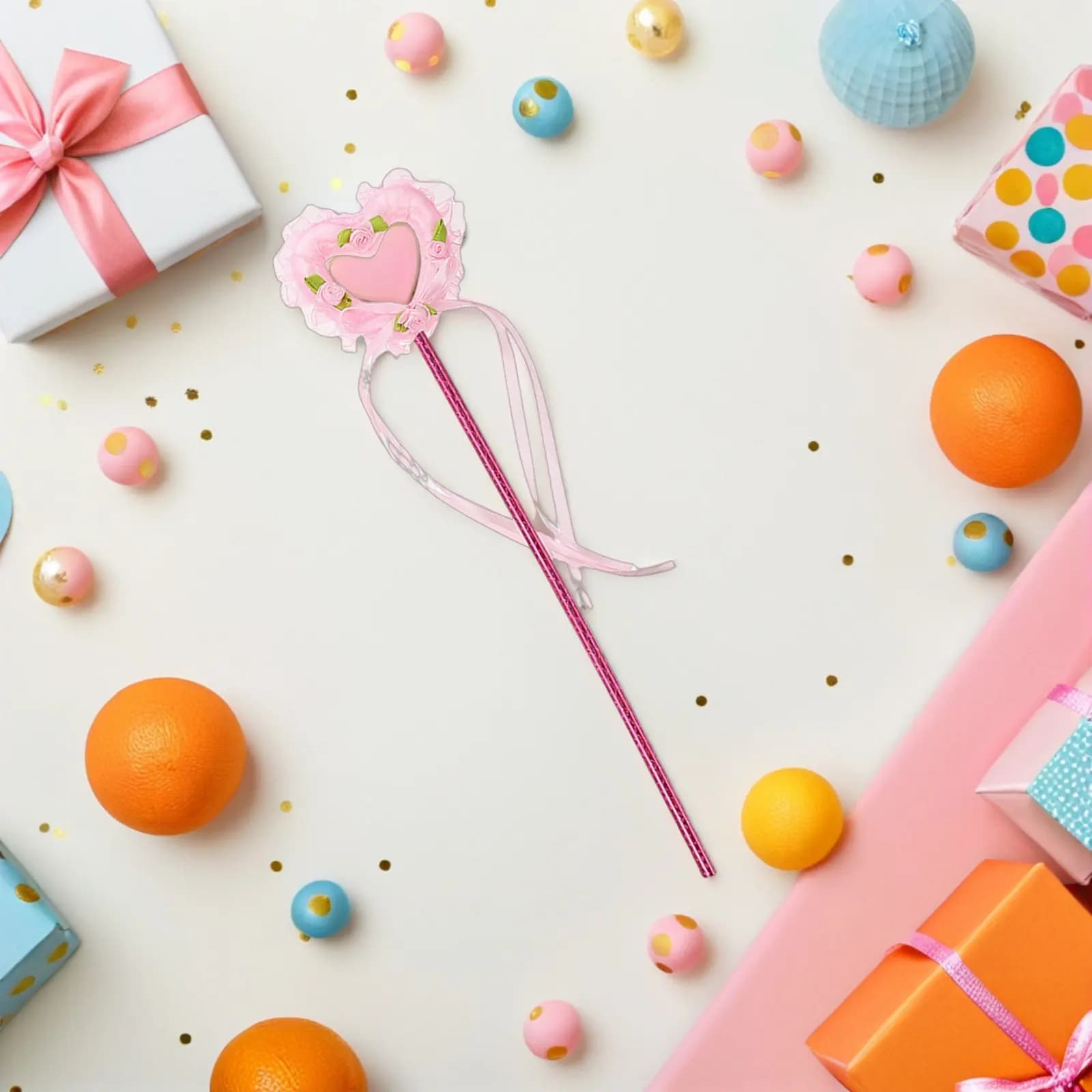 2 Bacchette Fatate a Cuore con Luci Lampeggianti, Accessori per Feste, Regalo di Compleanno per Bambini, Bacchetta Magica