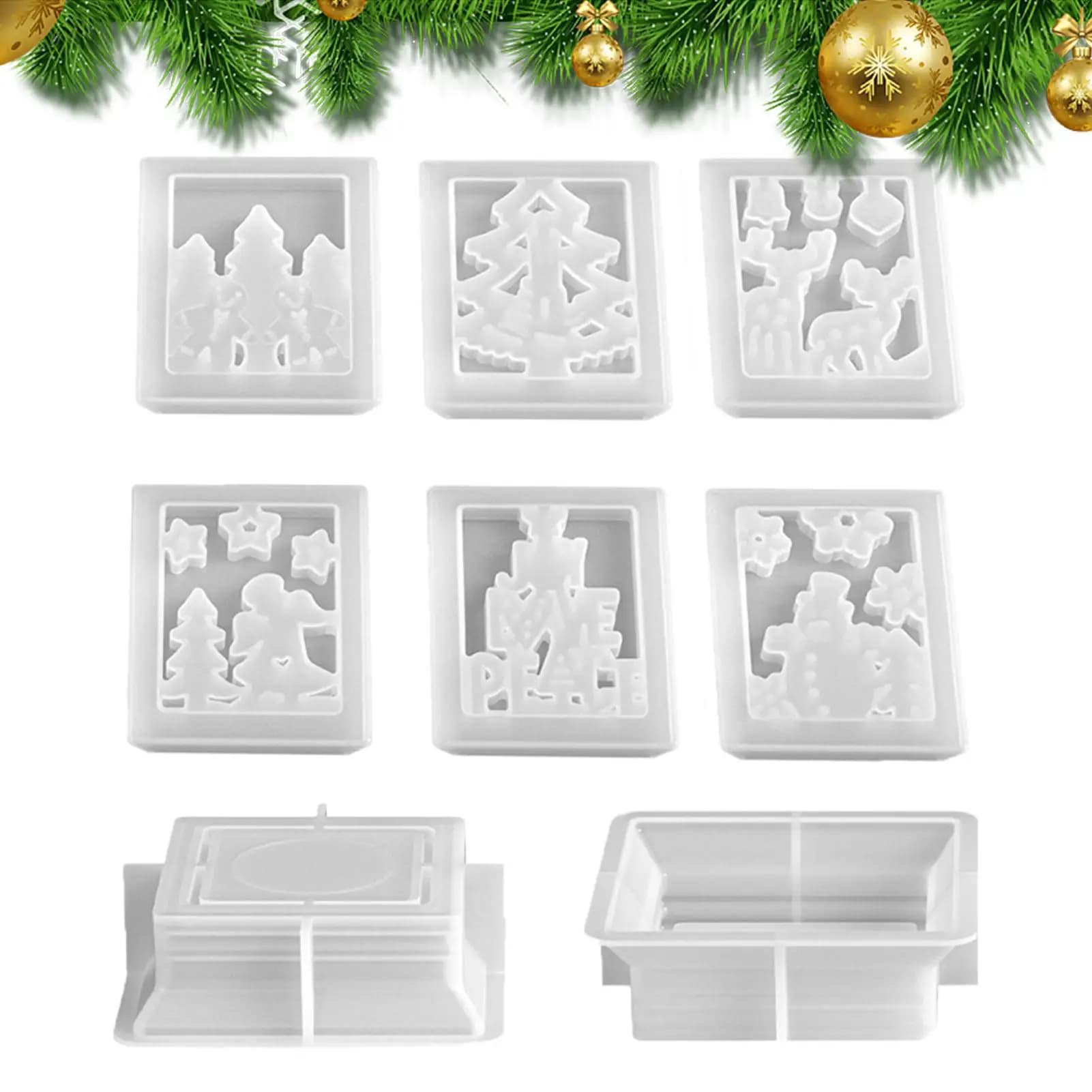 Christmas Silicone Molds Flexible Craft Supplies Candle Holder Christmas Wax Molds For Wax Plaster Party Lantern Home Decor Arts