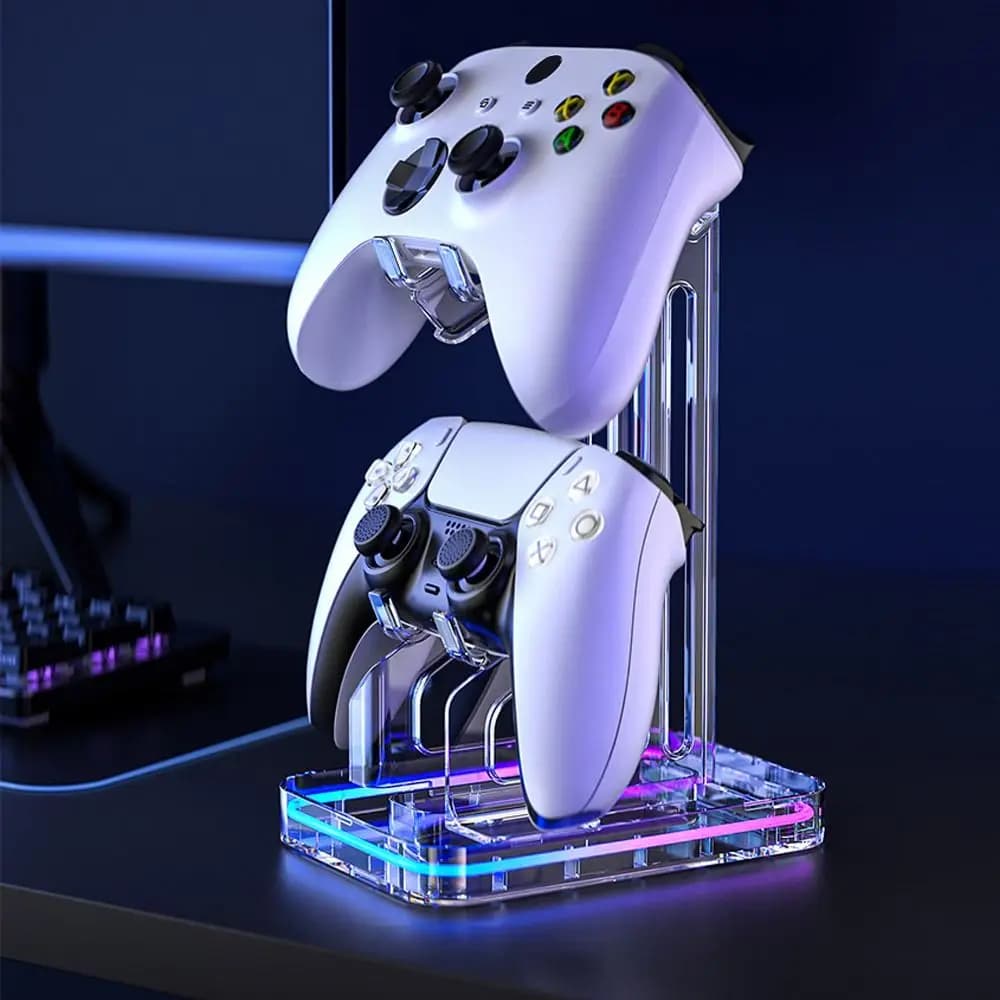 Support for controllers Headphone support with lights, 2-level acrylic game controller support for PS4/ PS5/Xbox ONE/Switch