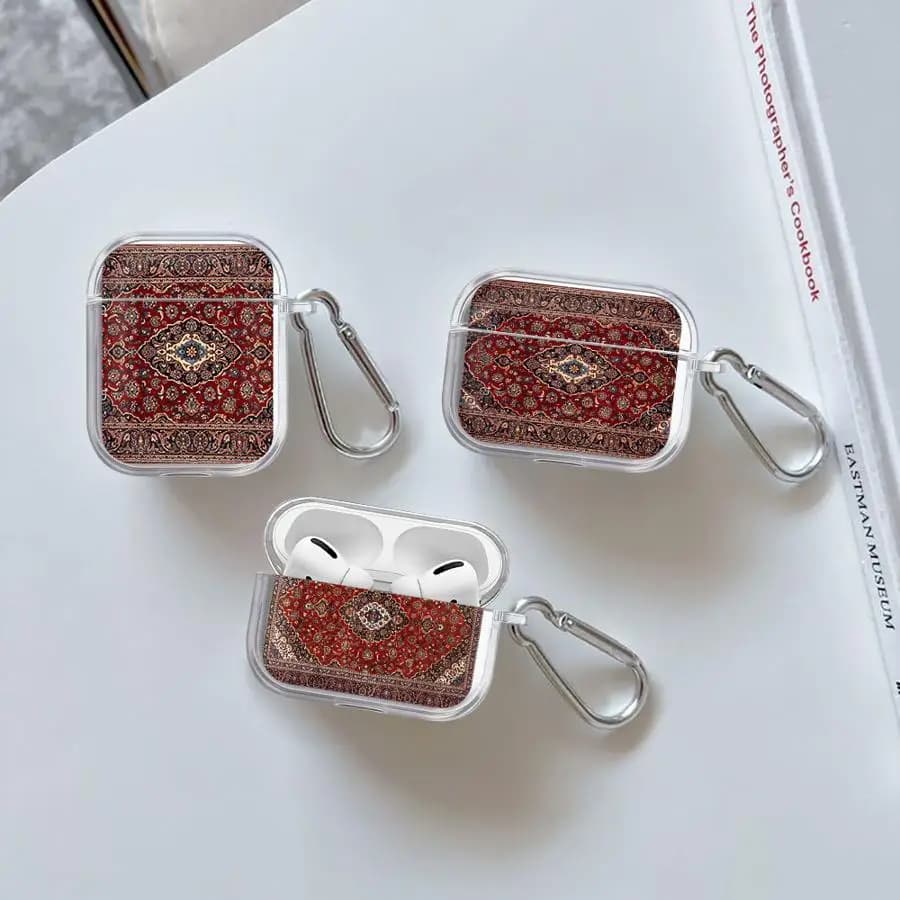 Transparent earphones with Persian carpet motifs for Airpods 2 3 Pro Pro2 4 1 Pro3
