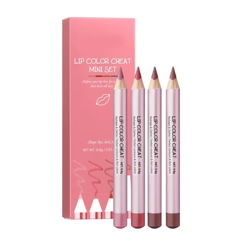 40JD 4 Pcs Waterproof Lip Liner Makeup Set Easy to Color Lip Liner Pencil Set Lasting Lipstick