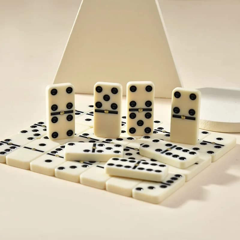 28 Nastro bianco avorio Rivettato Domino Doppio Sei Domomo Domino Per Adulti Per Il Tempo Libero Casa Puzzle Gioco di Scacchi Set di scatole trasparenti