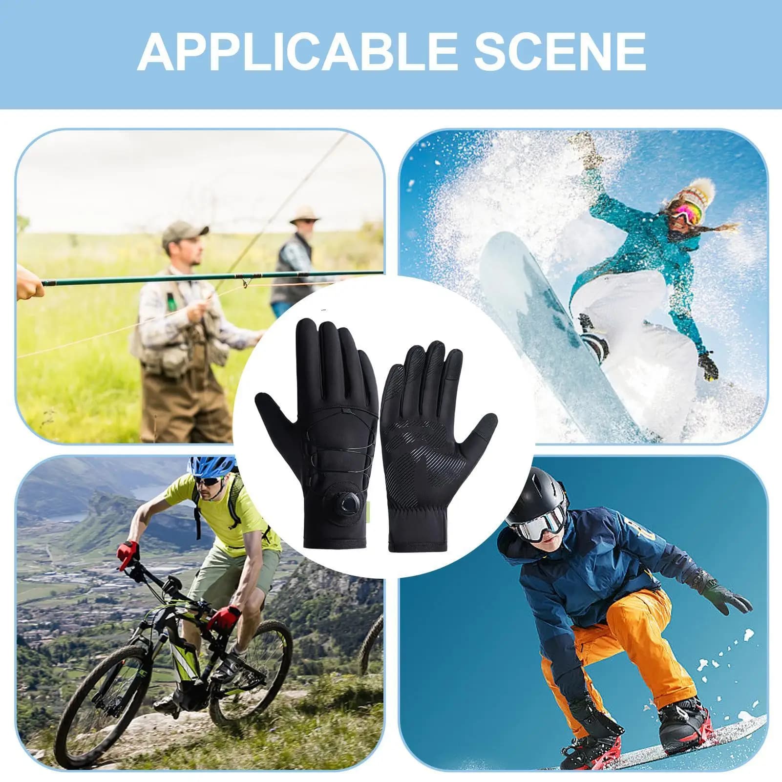 Snow Gloves Touchscreen Cold Weather Warm Gloves Windproof Mitten For Ski Snowboarding Cycling Fishing Workout Gym Running