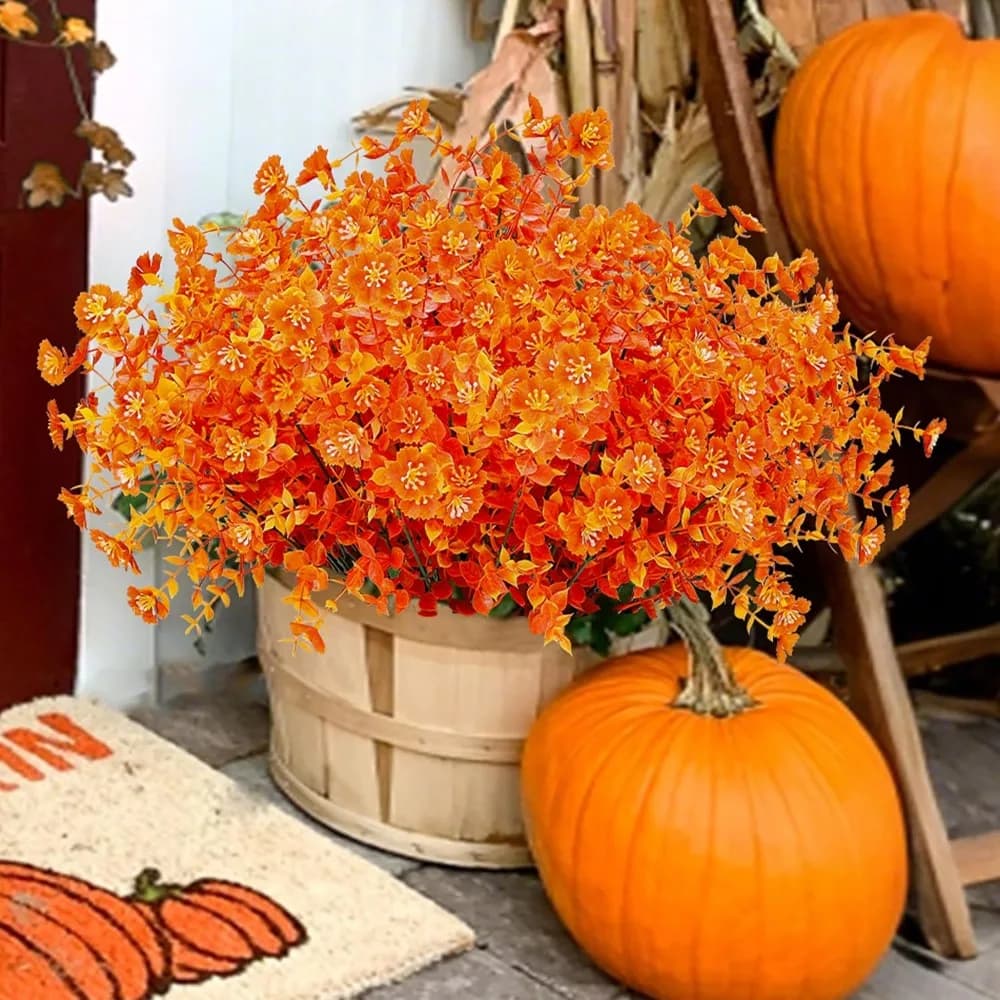Der Rose 24 Bundles Artificial Mamme Autumn Flowers for Exterior False Mamme Flowers Plants Decoration From the Fall For Home Garden Portico