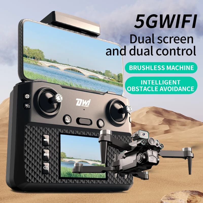 Drone RC DWI D22 con Schermo 8K, Telecamera HD WIFI, Motore Brushless, Quadricottero Pieghevole con Mantenimento dell'Altitudine e Evitamento Ostacoli, Regalo Giocattolo