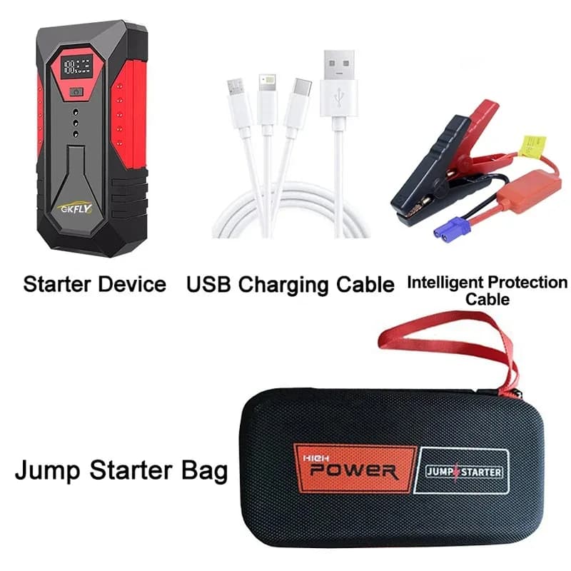 Avviatore portatile per auto GKFLY 3000A 4000A Peak - Power Bank da 59,2 Wh, caricabatteria booster da 12 V per veicoli a benzina e diesel