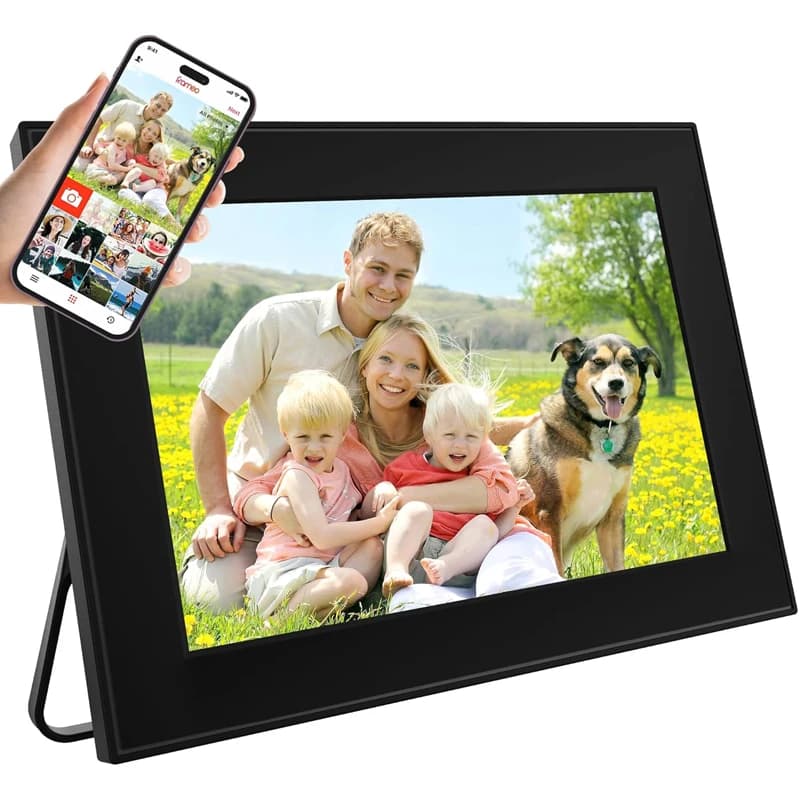 2025 Brand New 10.1 Inch Touch Screen Digital Photo Frame with Clock Video Playback MP4 1280P 32GB Rotatable Free Software WiFi